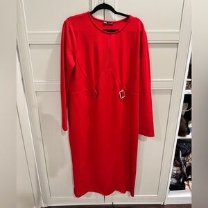 Zara Vibrant Red Long Sleeve Dress